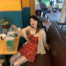小甜椒/女装秋夏季2024新款裙子红色百搭显瘦无袖吊带连衣裙