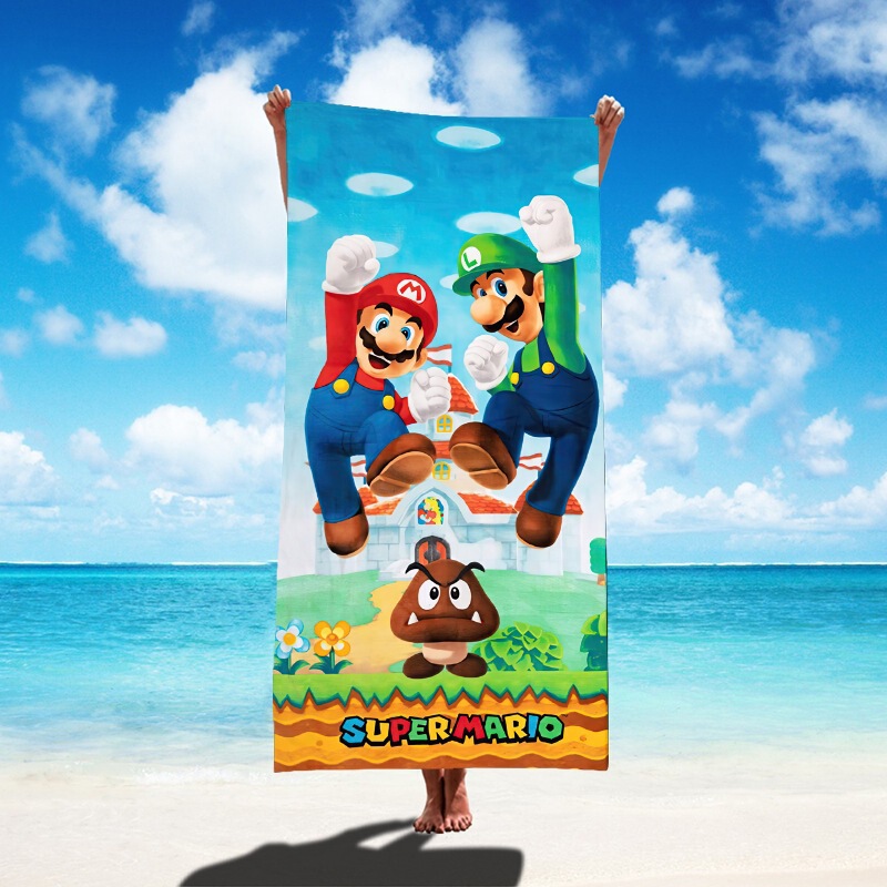 Super Mario Beach Towel Foreign Trade Hot Selling Amazon Mario Children's Beach Towel Children's Bath Towel
