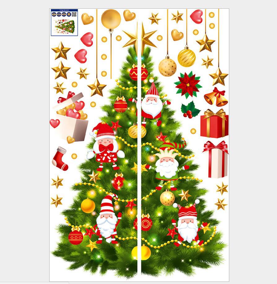 Fashion 30*90cmx2 Pieces In Bag Packaging Christmas Tree Glass Wall Stickers