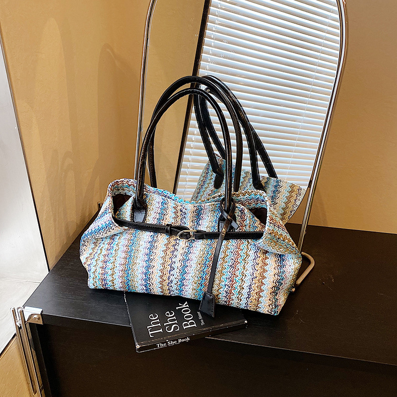Cross-Border Summer Straw Woven Underarm Bag For Women 2025 New Beach Vacation Handbag Shoulder Bag Versatile Baguette Bag - Thumbnail 5