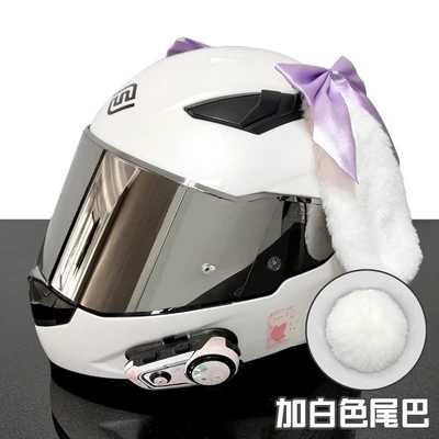 Dəbilqə (Kaska) aksesuarları Ski Helmet Motorcycle Accessories for - white-and-purple-bow-rabbit-ears-white-tail