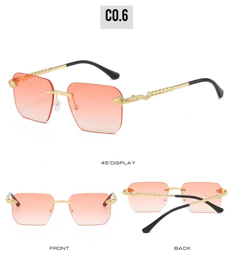 Fashion Square Snake Metal Sunglasses For Women Minimalist Style_voghion.com