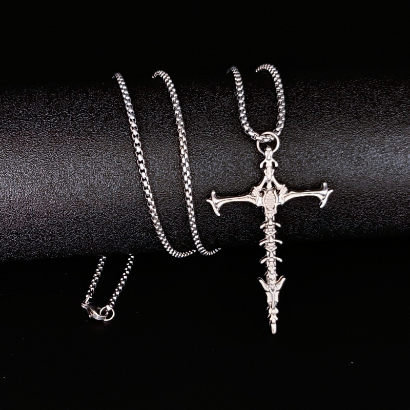 Original Niche Design Skeleton Cross Pendant Girls Sweet Cool Sexy Lock Necklace Dark Style Jewelry