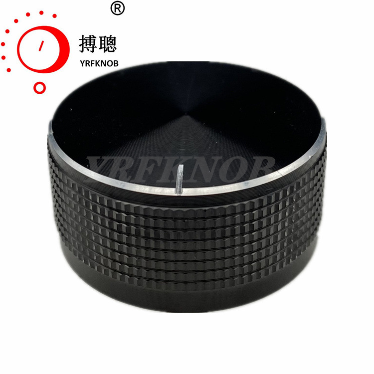 YRFKNOB铝合金旋钮40*19黑色菠萝格方格滚花直身电位器开关旋钮