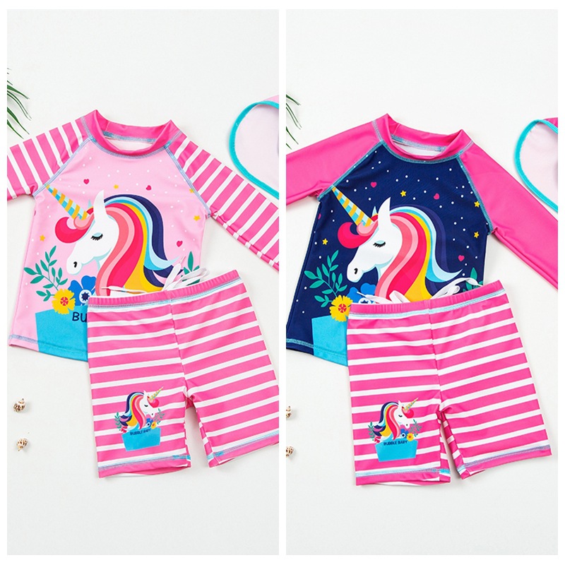 Children's swimwear, split cartoon long-sleeve girl's 2