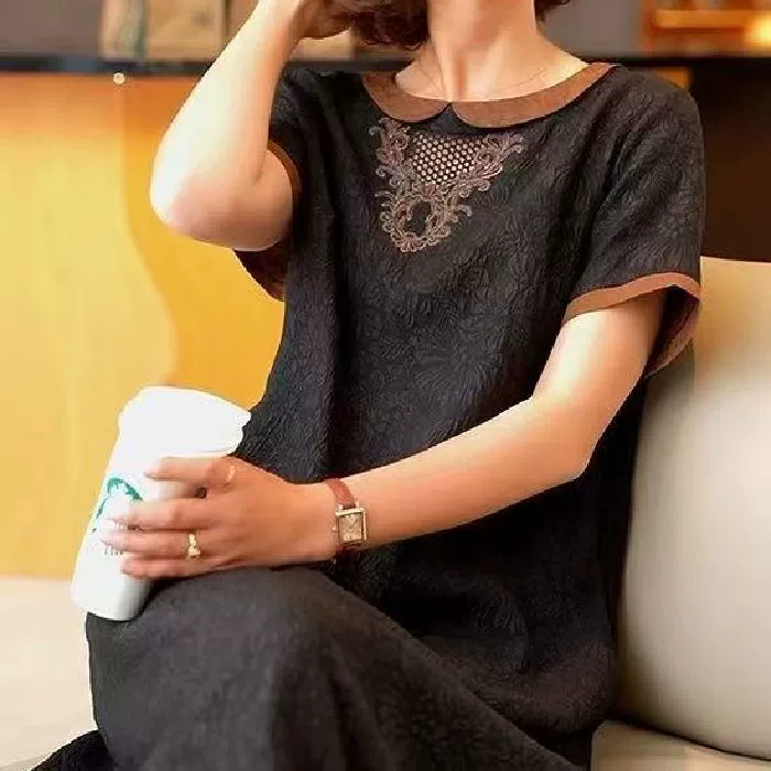 Летнее платье-миди для полных мам, размер плюс, свободного кроя, элегантное, ретро, лето 2025 года.