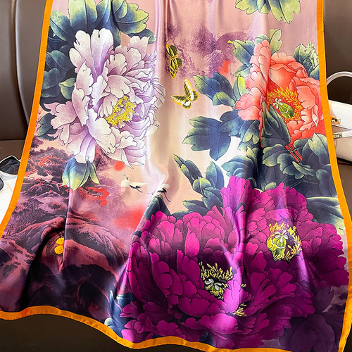  new fashion imitation silk fashionable scarf women's silk scarf summer sun protection beach towel large shawl printing