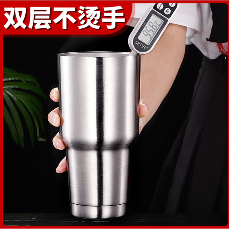 304 de acero inoxidable de pulverización de plástico taza de coche portátil taza de vacío de cerveza creativa taza de helado logotipo imprimible