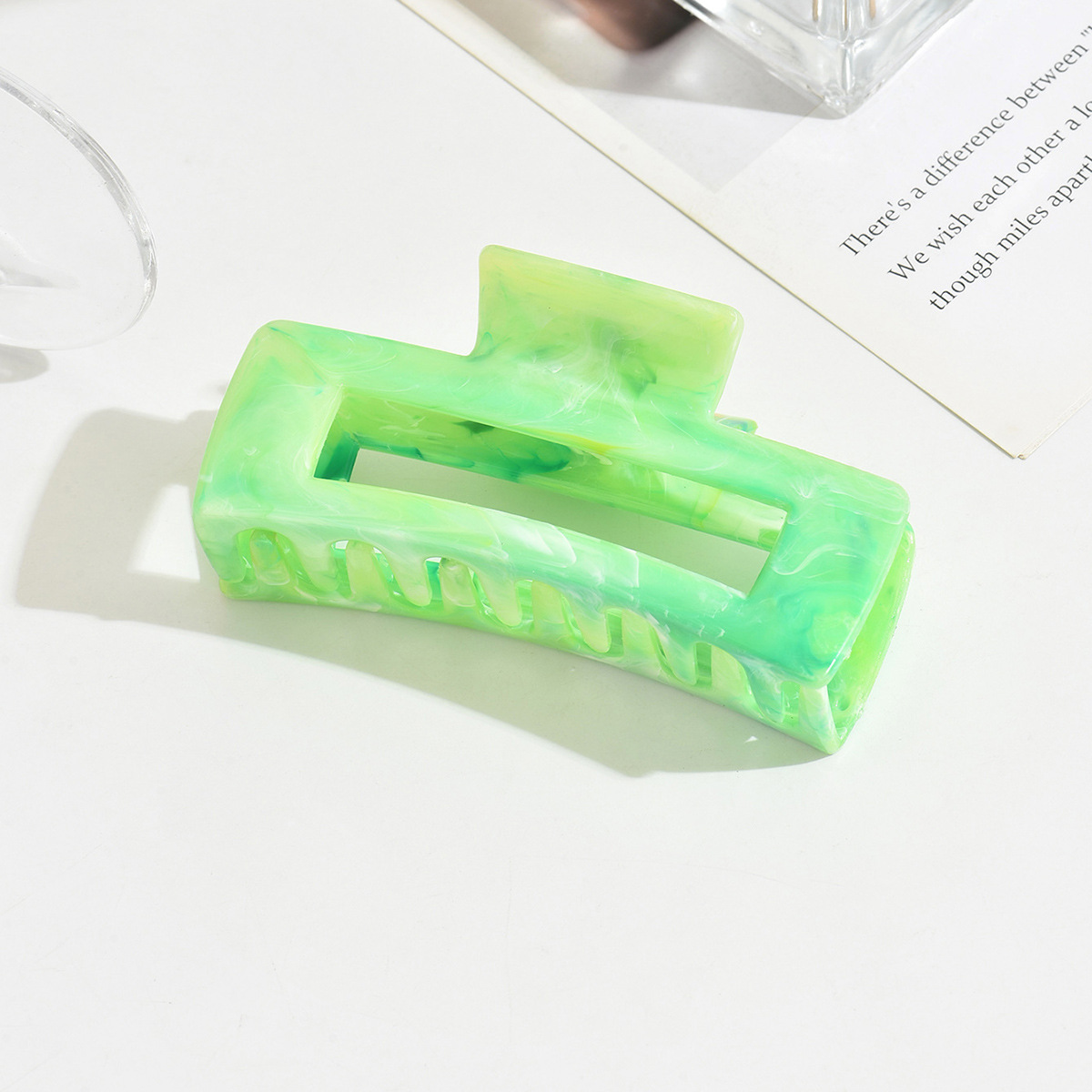 Cuadrado de tiburón de tamaño grande clips de mármol detrás de la cabeza clip de pelo temperamento colorido para el cabello de las mujeres agarrar 10.5cm de largo adornamiento para el cabello