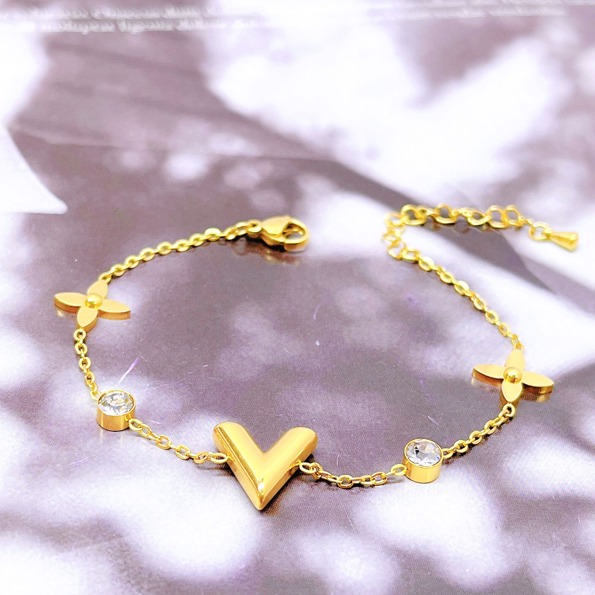 Lady Letter Titanium Steel Gold Plated Pendant Necklace 1 Piece 1 Pair