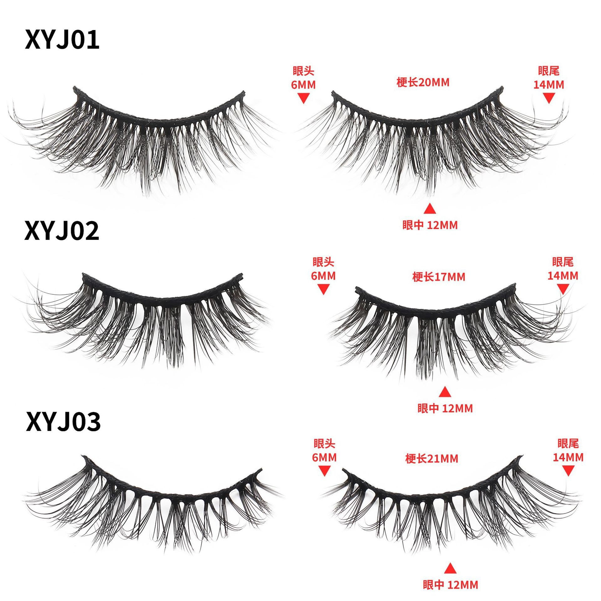 Transfronterizo europeo y americano 10 pares de ojo de gato medio ojo pestañas postizas naturales gruesas pestañas de cola de ojo rizado en stock al por mayor