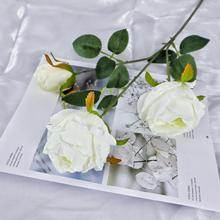 厂家加工定制3头焦边玫瑰婚庆礼堂仿真假花家居装饰布置路引花