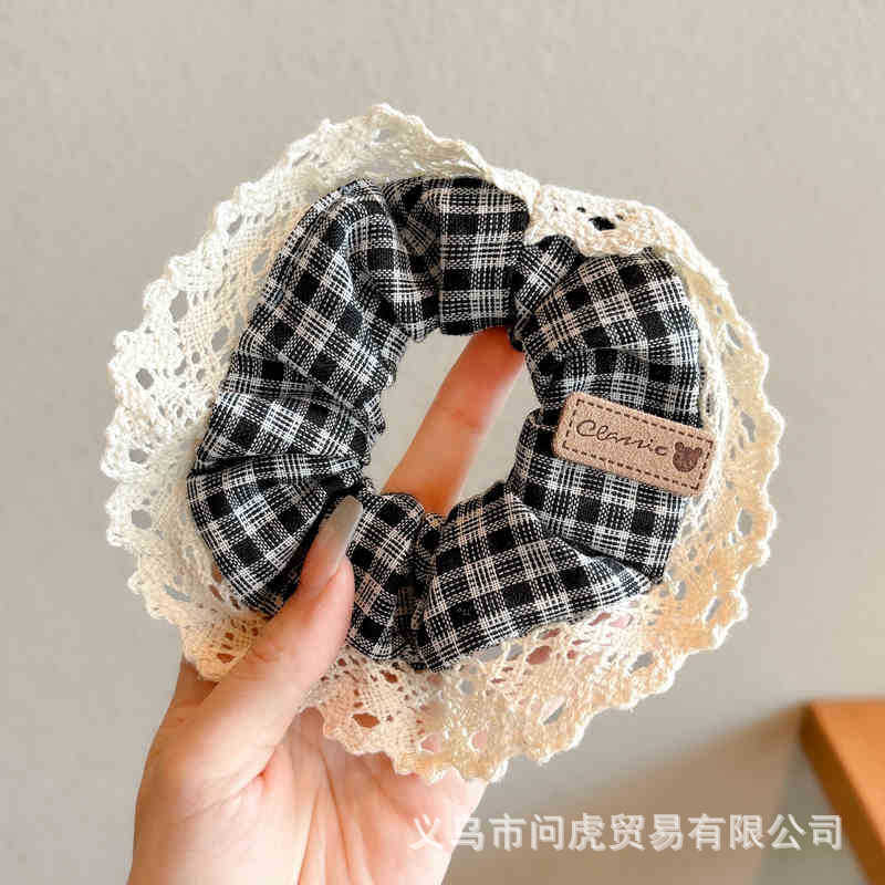 Lazo para el cabello de intestino grueso de encaje de alta calidad de Corea para mujer, banda elástica y duradera, bufanda cuadrada de todo fósforo, cuerda para la cabeza, accesorios para el cabello