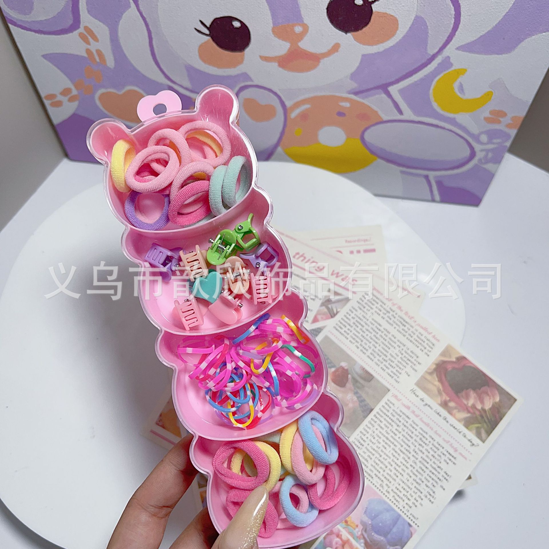 Accesorios para el cabello para niños, ligas para el cabello de colores vibrantes y alta elasticidad, juego de pinzas para el cabello, ligas para el cabello que no dañan el cabello, ligas para el cabello para niñas pequeñas.