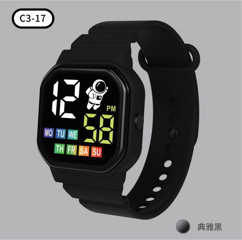 New Fashion C5-17 LED Electronic Watch for Sports and Daily Life, Waterproof, Multifunctional, Children's Watch, Factory Wholesale
