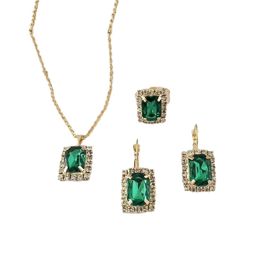 Traje europeo y americano cristal nupcial collar pendientes anillo pulsera traje comercio exterior boda cena joyería Accesorios