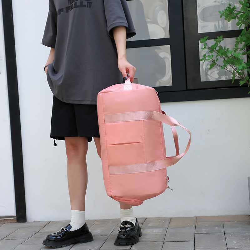 Bolsa deportiva para fitness masculino de gran capacidad con logotipo impreso para mujer, almacén de zapatos ligero independiente, bolsa de fitness separada en seco y húmedo