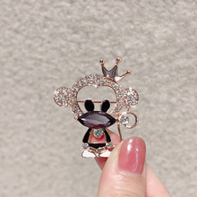 bay 速卖通外贸 可爱卡通水晶镂空大嘴猴别针开衫 女 6486