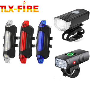 Bicycle taillights cross-border night riding equipment highlight 5LED smart red mountain bike USB charging warning headlights