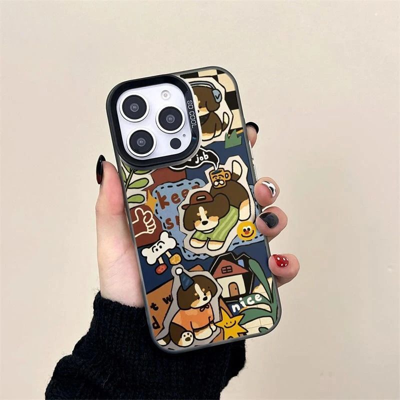 Collage Puppy Suitable for Apple 15Pro Mobile Phone Case Iphone14Plus Cartoon 13 Cute 12 Hard Shell 11/X