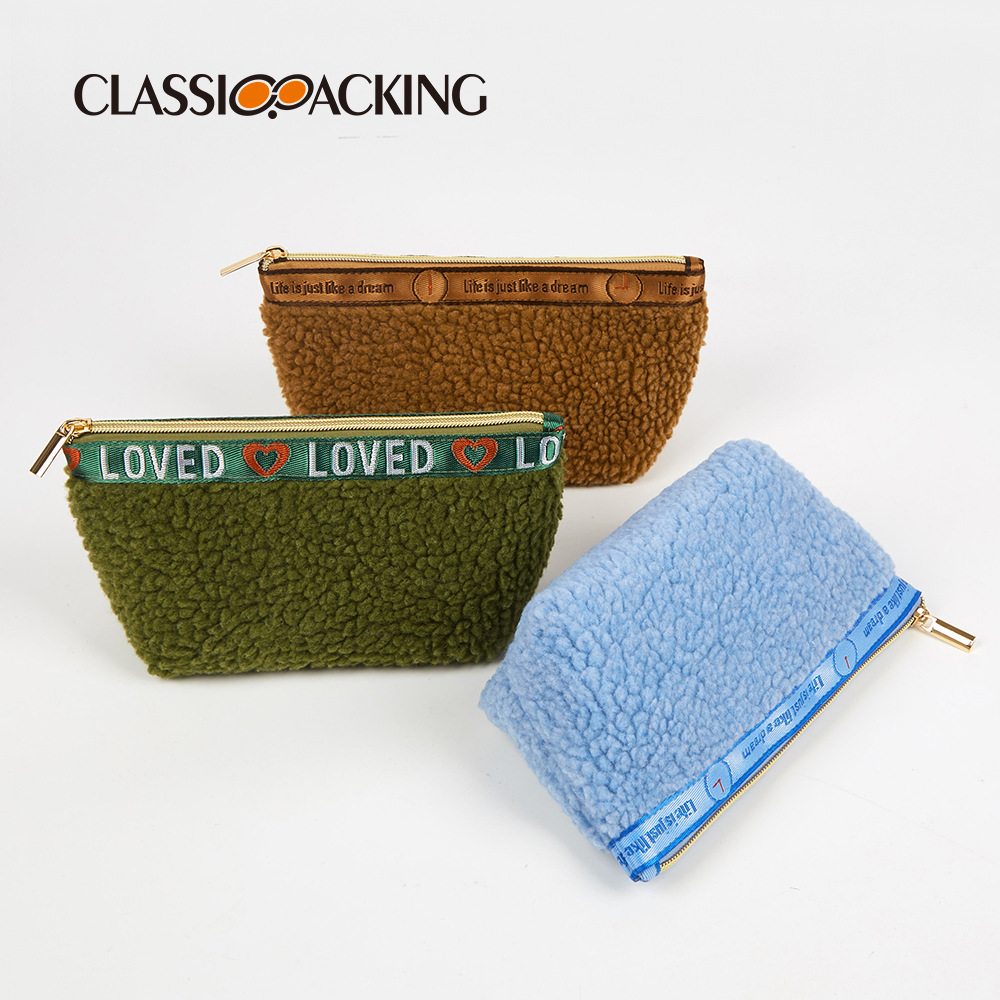 Bolsa de cosméticos de diseño original material de felpa suministros de belleza bolsa de almacenamiento logotipo imprimible bolsa de almacenamiento portátil de viaje