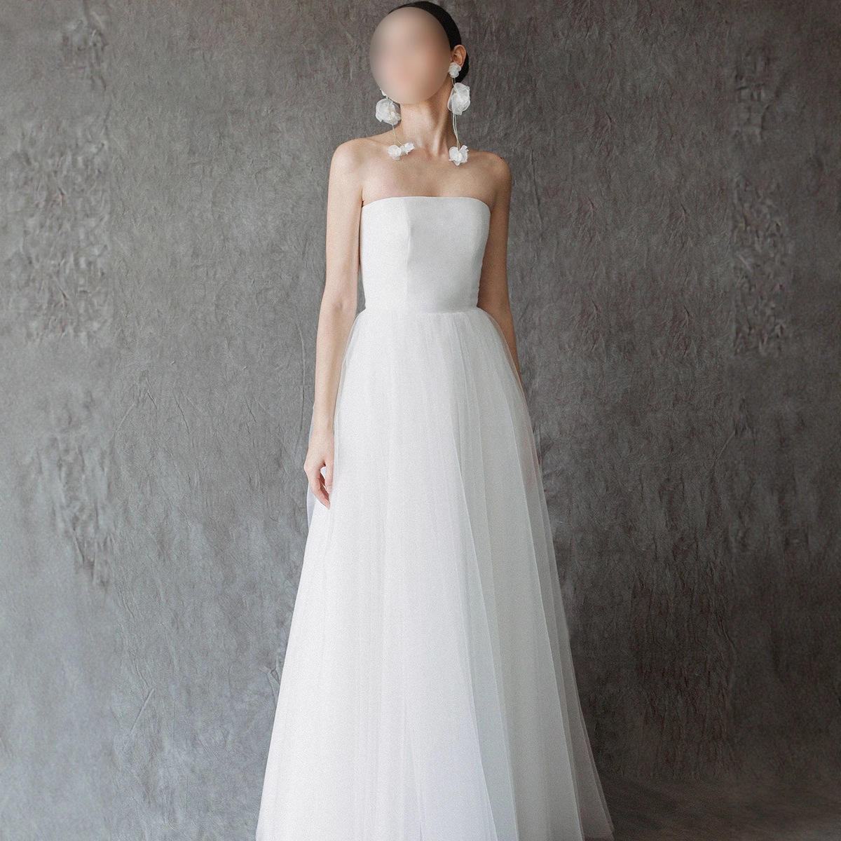 跨境批发法式抹胸轻婚纱小众设计感气质显瘦晚礼服白色订婚礼服裙