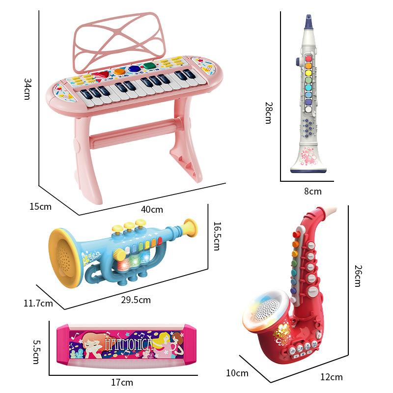 Educación temprana de los niños Juego educativo simulación instrumento musical saxofón eléctrico pequeño tamaño clarinete música juguete puesto Venta caliente