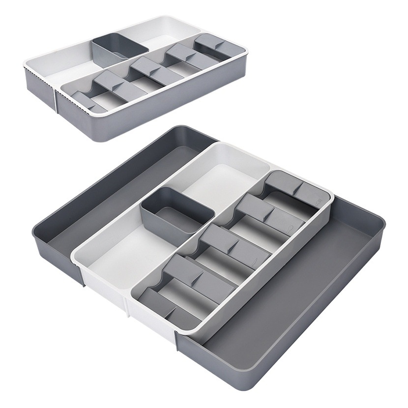 Cocina nueva cuchillo, tenedor y cuchara vajilla almacenamiento rack cocina vajilla caja de almacenamiento cajón retráctil cuchillo, tenedor y cuchara organizador rack