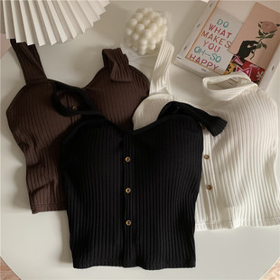 Pure and Sexy Camisole for Outer Wear and Inner Wear with Breast Pads, Sexy Hot Girl Short Versatile Vest Top for Women