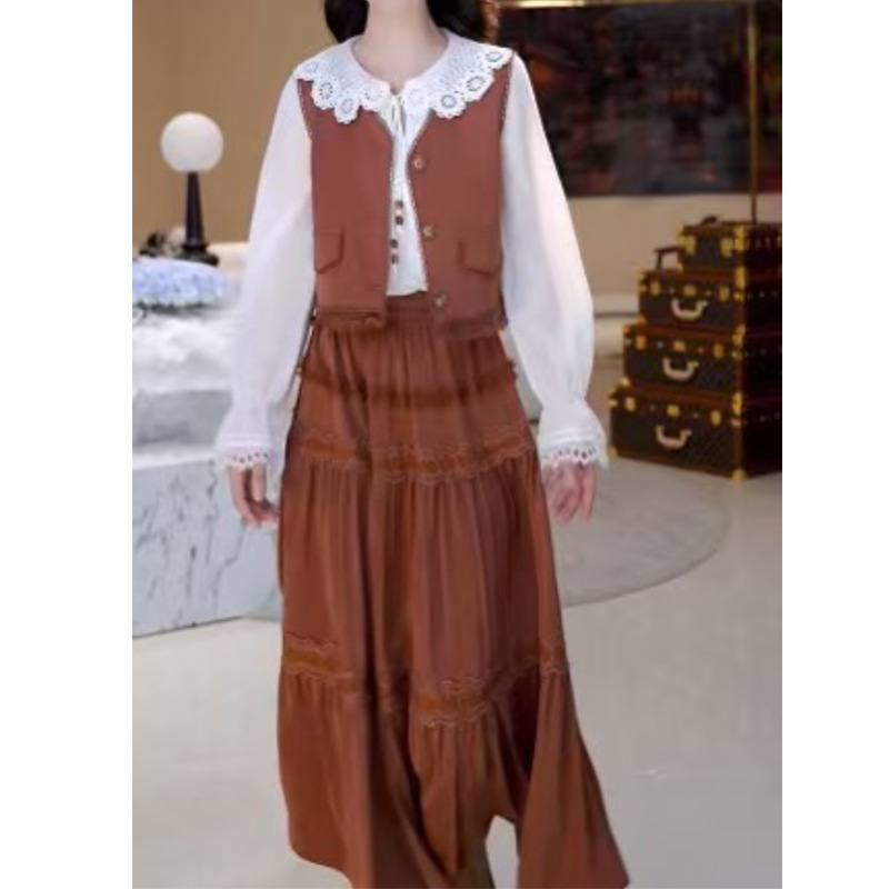 GraceChic Caramel Sweetheart Fashion Versatile Shirt And Set For Women 2025 Autumn New High-end Two-piece Pants Trend_voghion.com