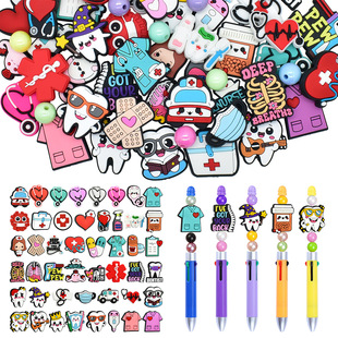 Amazon's Best-Selling Medical Series Beaded Pen Colorful Pvc Soft Glue DIY Focus Bead Pen Beaded Jewelry Ready for Sale