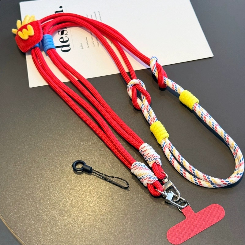 Cuerda de patatas fritas + pequeña tarjeta de tela roja + pequeña cuerda