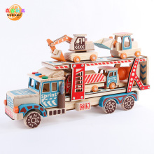 厂家直销木质仿真双层运输车 木制卡通模型益智早教 儿童玩具礼物
