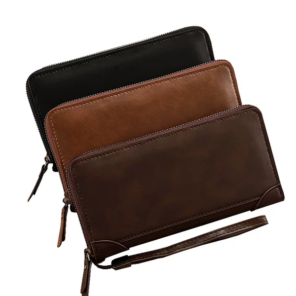 Clutch Bag New Long Men's Zipper Fashionable Solid Color Wallet Large Capacity Mobile Phone Bag Multi-Card Coin Purse