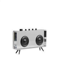 現代簡約時尚創意透明水晶收音機擺件樣板間售樓處書房客廳飾品