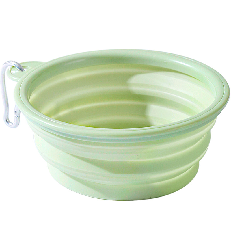 Pequeño tazón plegable de color sólido fresco para beber tazón de arroz integral gancho plegable para mascotas portátiles para perros