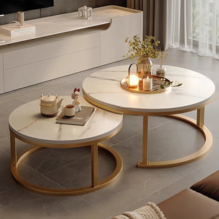 Coffee Table Living Room Household Round Small Table Small Apartment Accessible Luxury Simple Modern Rental House Tea Table 2024 New Style