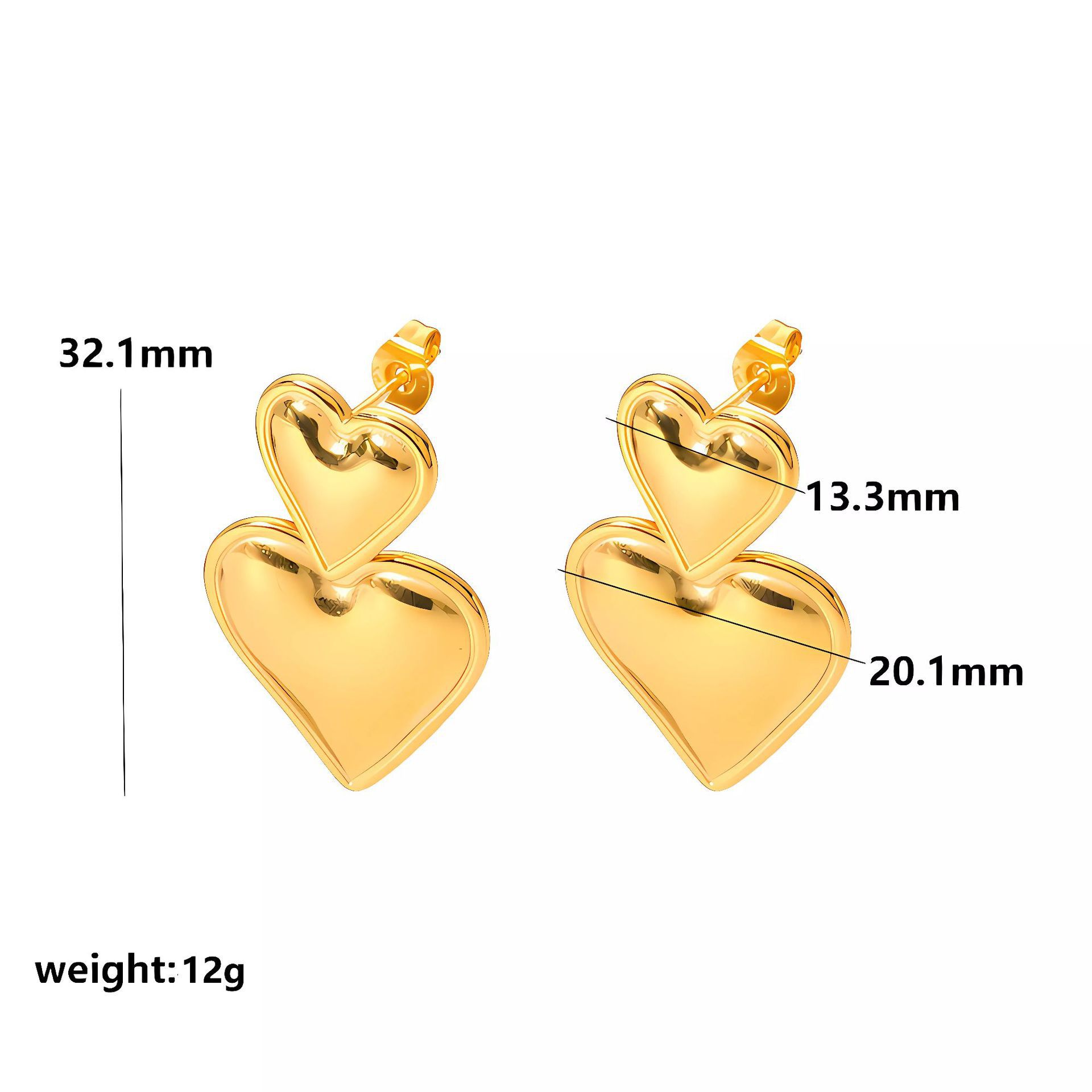 1 Pair Simple Style Heart Shape Plating Stainless Steel Drop Earrings Ear Studs display picture 7