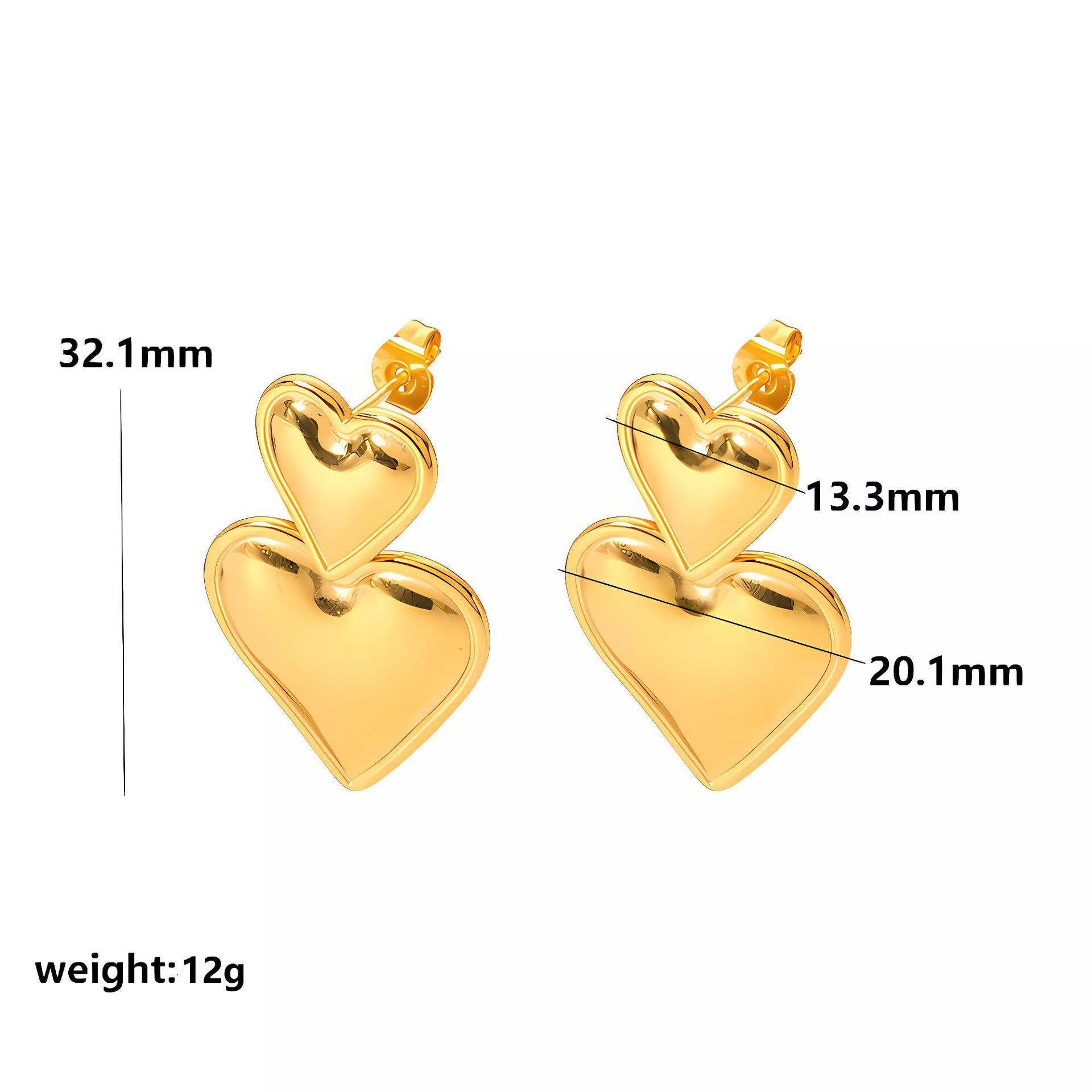 Stainless Steel Material 1 Pair Simple Style Heart Shape Plating Stainless Steel Drop Earrings Ear Studs