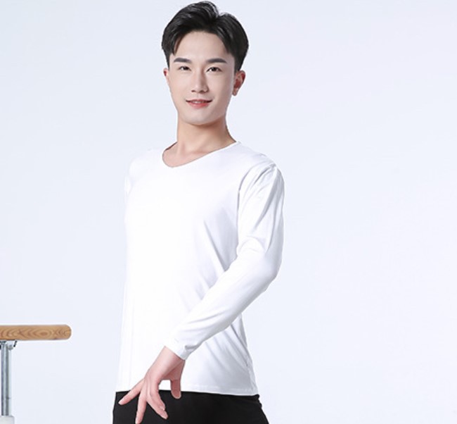 White V-neck long-sleeve top