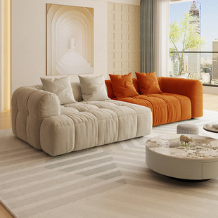 Modern minimalist sofa small apartment sofa three people four people Nordic apartment living room matte cloth latex sofa