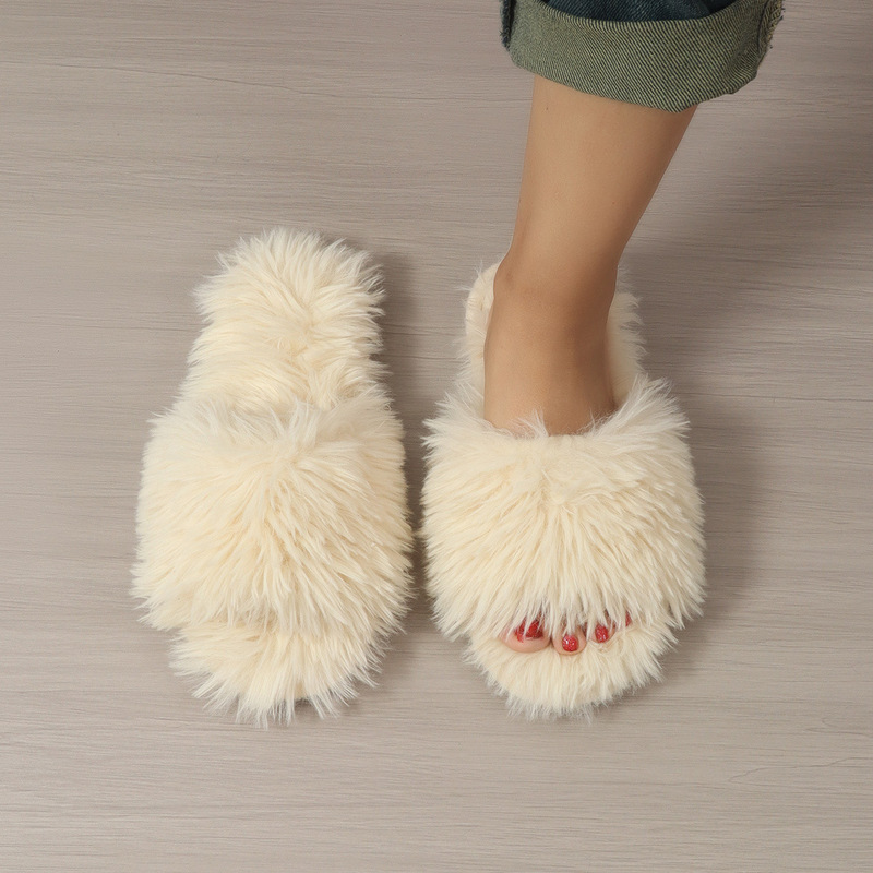 Cotton Slippers, Winter Long-Haired Slippers, Women's Indoor Furry Slippers, 2025 Spring and Autumn New Style, Plush Winter Slippers