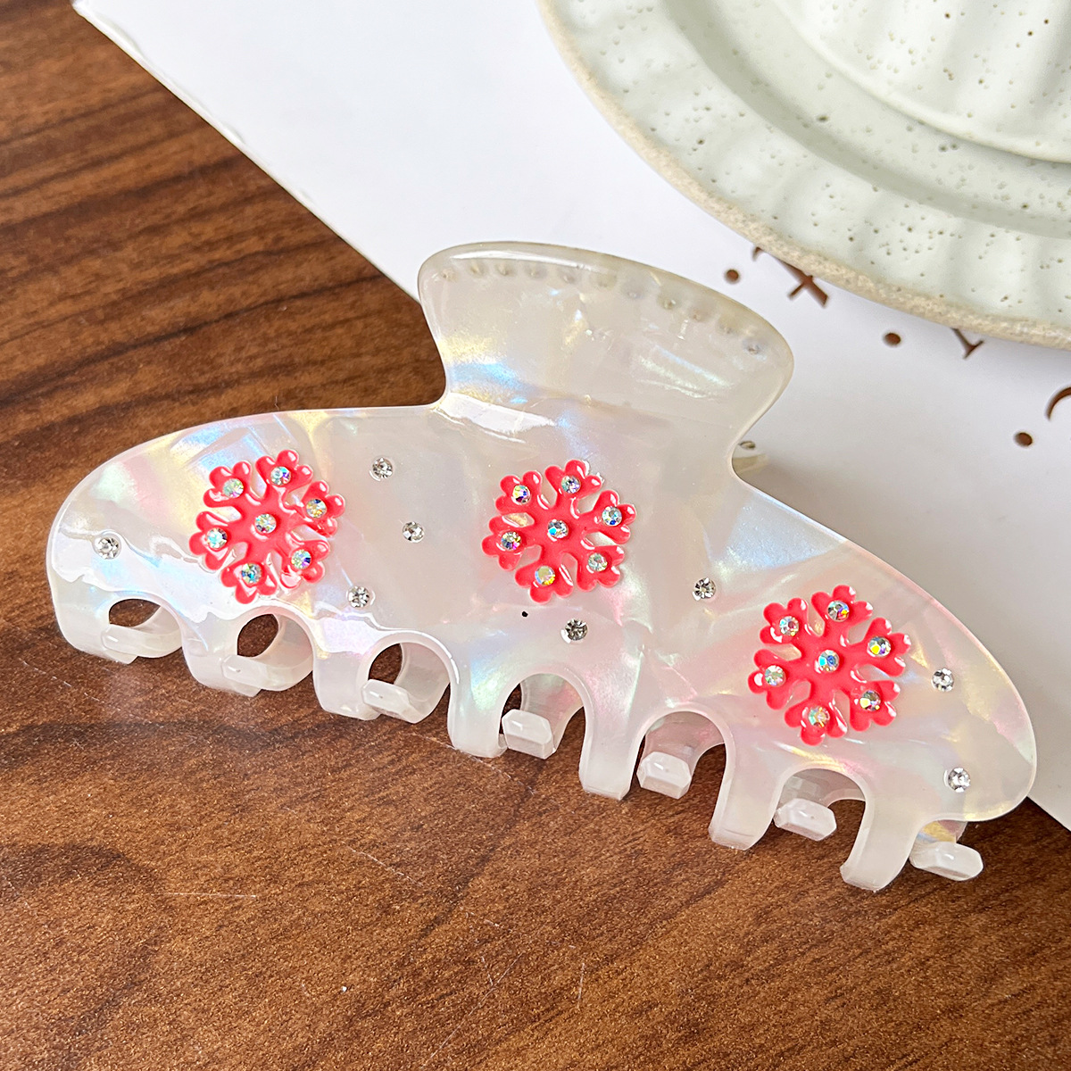 Acetato nicho diamante rosa amor agarrar clips retrógrado francés dulce niña europea y americana cabello de tiburón clips mujer