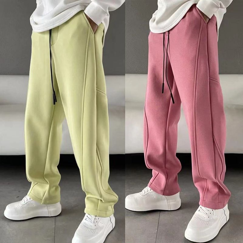 Spring New Men's Fashion Trendy Loose Versatile Stylish Scimitar Pants Versatile Thickened Wide-Leg Straight Casual Pants