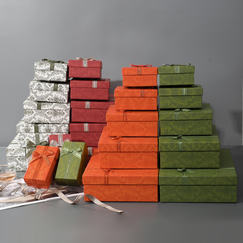 新款復古輕奢禮品盒情人節七夕蝴蝶結伴手禮禮盒大號天地蓋禮物盒