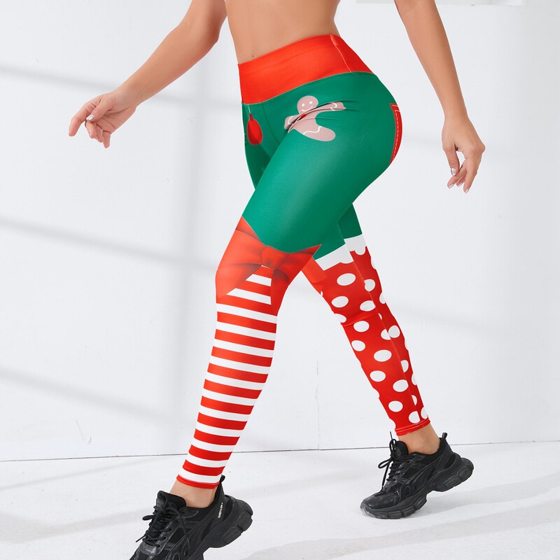 Cross-border European and American Christmas digital printing sports fitness high waist hip slim yoga leggings ladies