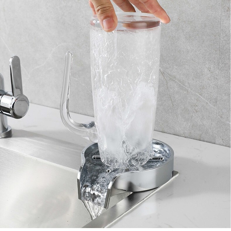 Easy drain 9 hole cup washer high pressure automatic all copper stainless steel cup washer coffee milk tea shop cup washer faucet