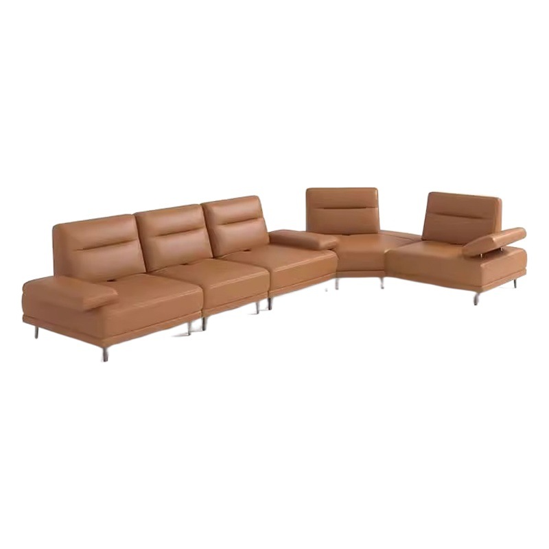 Moderno sofá de cuero minimalista italiano sala de estar tamaño de casa cabeza de cuero ajustable sofá de respaldo combinación image 1