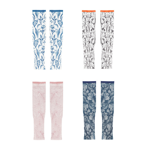 Ice Sleeve Sun Protective Sleeve for Women Summer Outdoor Sun Protection Ice Sleeve Printed Slim Sunshade Breathable Arm Sleeve Ice Silk Sleeve