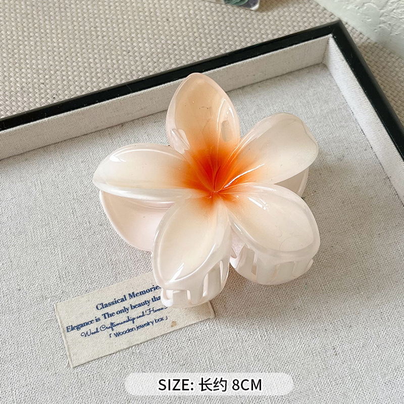 沙滩度假风鸡蛋花抓夹女多巴胺盘发鲨鱼夹子大号花朵发卡发饰头饰|undefined